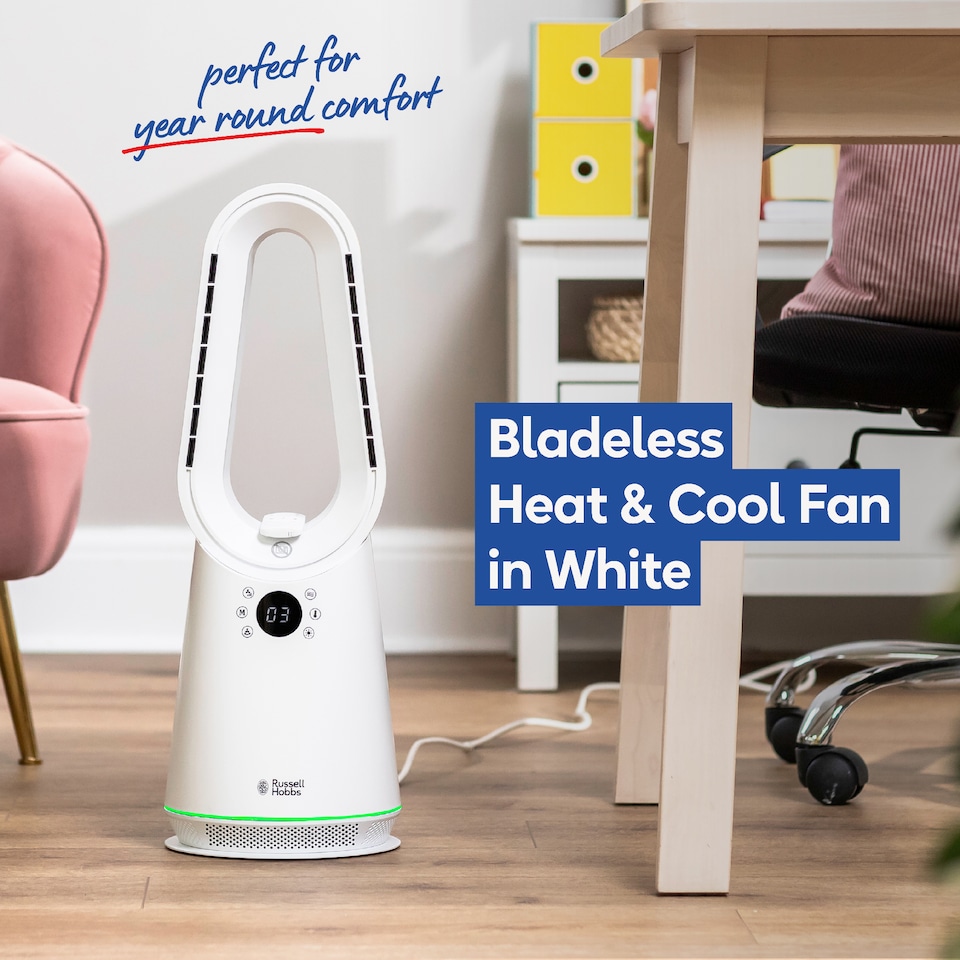 image 1 of Russell Hobbs Bladeless Cooling Tower Fan with Remote & Heater Function RHCBLDL3IN1