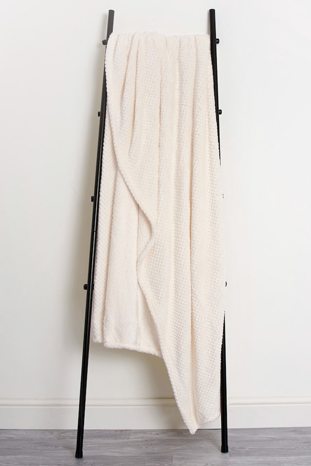image 1 of OHS Soft Faux Fur Waffle Throw Blanket