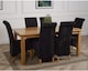 image 4 of Oslo 180 x 90 cm Large Oak Dining Table and 6 Montana Fabric Chairs | Black | Black