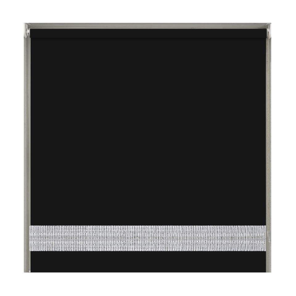 image 1 of 90cm Black Straight Diamante Edge Border Roller Blind | Black | Black