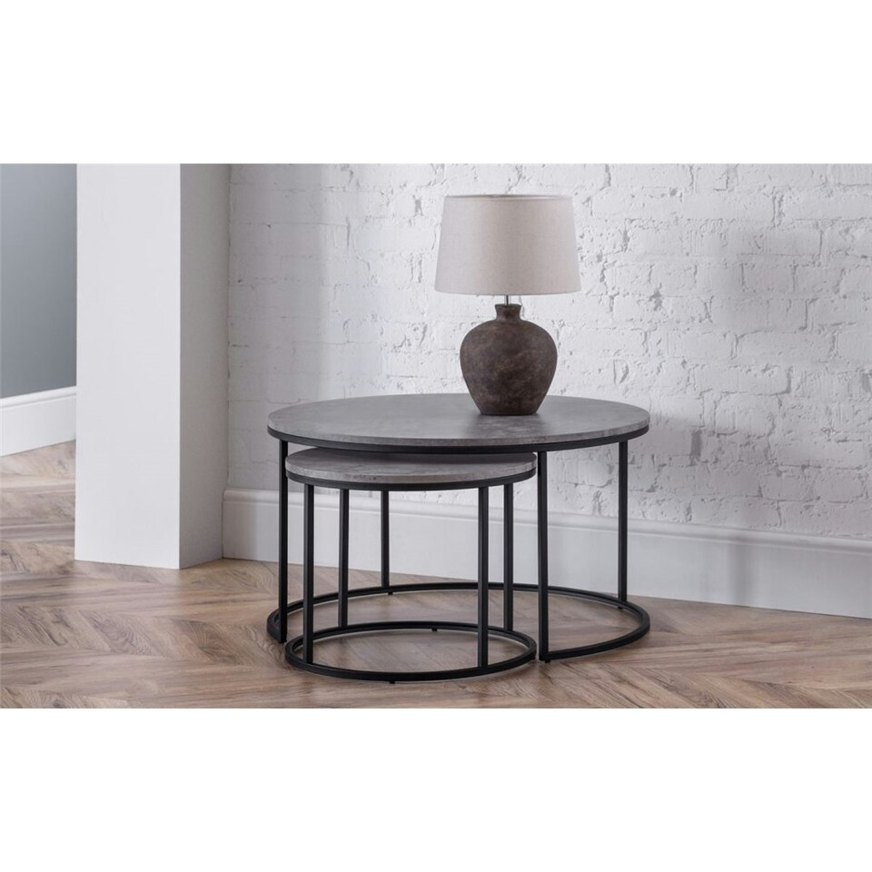 image 1 of Concrete Effect Nesting Coffee Table Grey