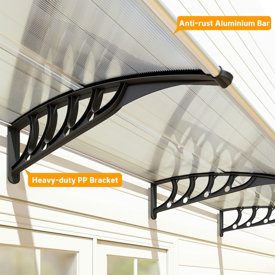image 1 of Outsunny Door Canopy Outdoor Awning Rain Shelter for Window Porch 303x96 Clear Clear | Clear