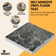 image 5 of NOVECRAFTO Self Adhesive Vinyl Floor Tiles - 6 Black Marble Peel & Stick Sheets 18"x18" (45.72x45.72cm) - Waterproof Square Vinyl Flooring for Kitchen Black | 4.18 sqm