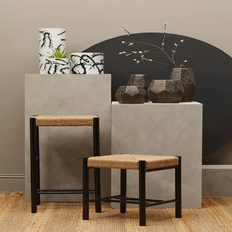 image 1 of Interiors by Premier Handwoven Stool, Durable And Comfortable Contemporary Bedroom Stool, Easy To Maintain Lounge Stool Black