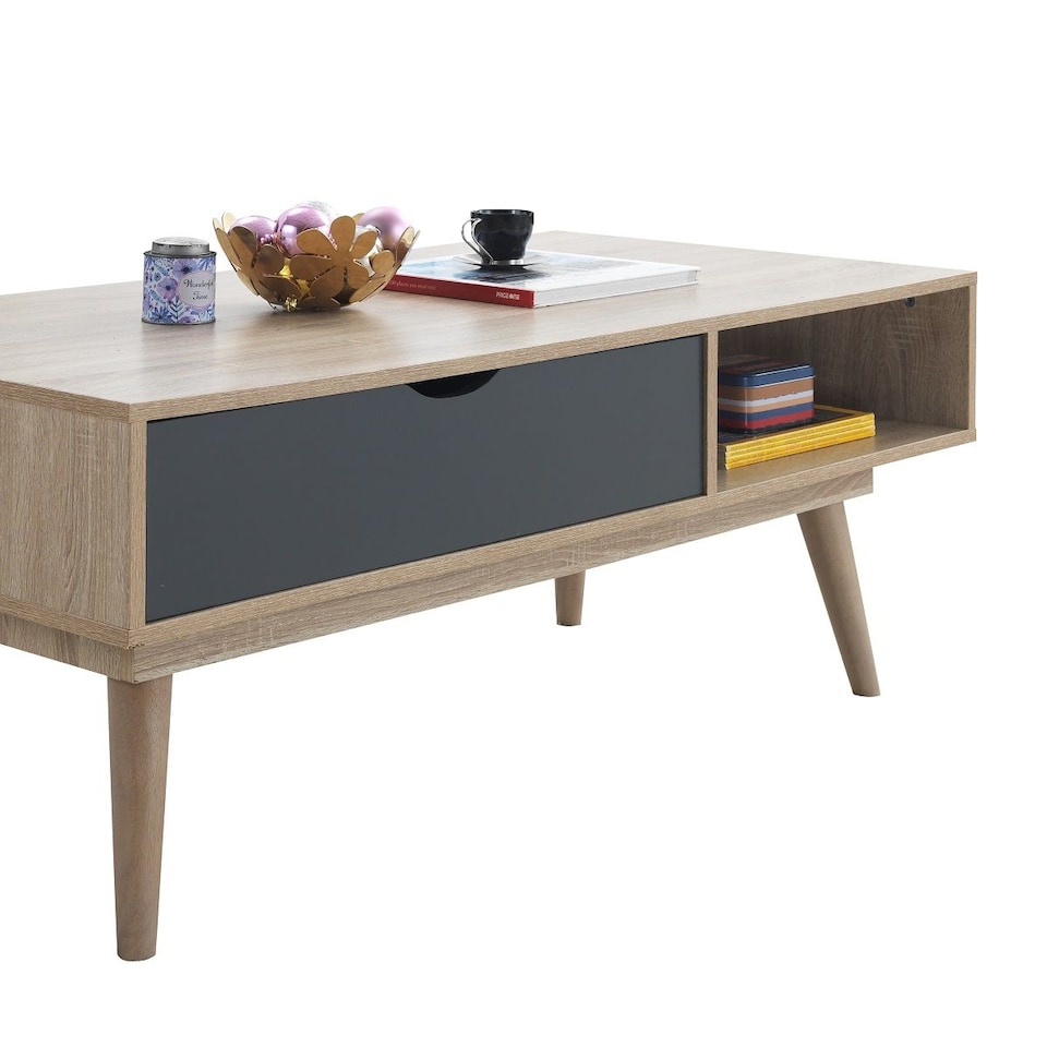 image 1 of Alford Scandinavian Low Coffee Table Living Room Sonoma Oak & Grey