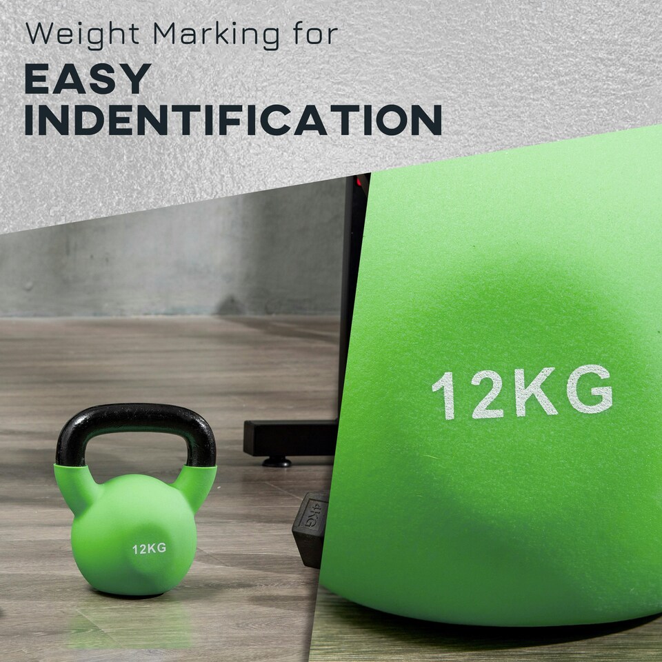 image 1 of HOMCOM Soft Kettlebell, Kettle Bell with Non-Slip Handle for Home Gym Weight Lifting and Strength Training Green | 12