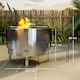 image 5 of Outsunny Round Fire Pit with Grill Net, Stainless Steel Firepit, Silver