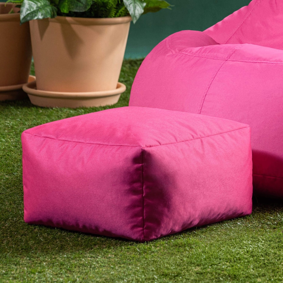 image 1 of icon Kingston Adult Classic Indoor Outdoor Bean Bag & Square Footstool Pouffe Pink