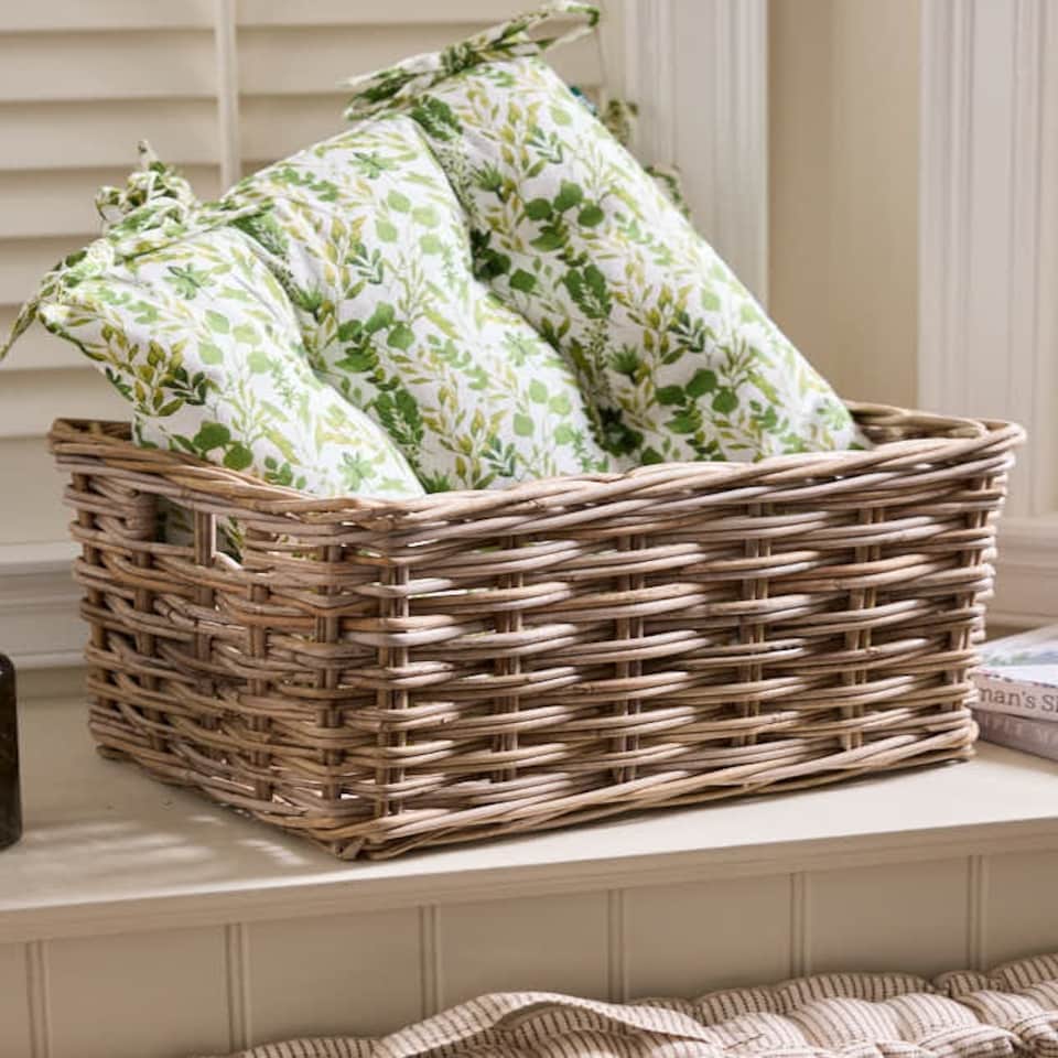 image 1 of Large Grey Rattan Storage Basket Grey