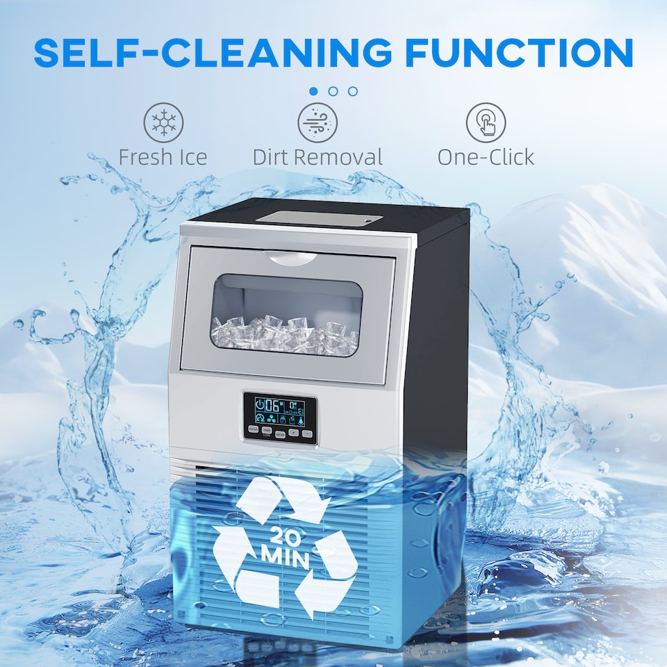 image 1 of HOMCOM Commercial Ice Maker with 4kg Ice Storage for Home Restaurant | Silver
