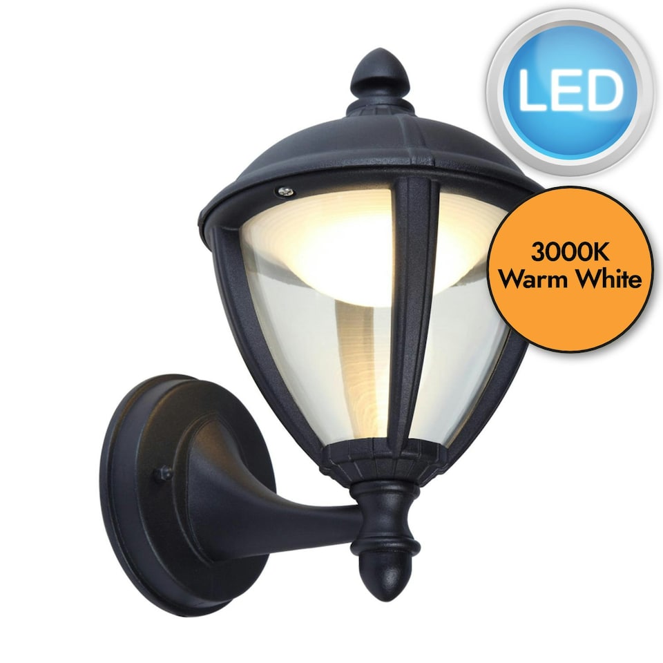 image 1 of Set of 2 Unite - Black LED Outdoor Porch Wall Lights Black | Clear