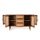 image 4 of Solid Mango Wood Sideboard Buffet Cabinet with Cane Doors & Drawers – Dark Oak Finish Credenza Storage Cabinet, No Veneer Console Table, Fully Assembled with Legs to Attach, Mid Century Modern Furniture