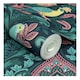 image 2 of Grandeco Peacock Damask Vinyl Textured Wallpaper - Navy/Pink - 10.05m x 0.53m Blue