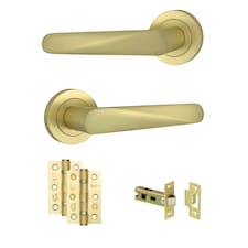 AXS Detroit Door Handles on Rose - Door Pack - Latch Door - Satin Brass