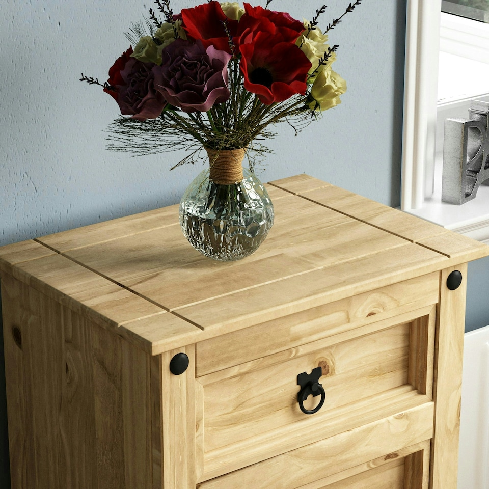 image 1 of Vida Designs Corona 5 Drawer Narrow Chest of Drawers Bedroom Storage, Solid Pine Wood