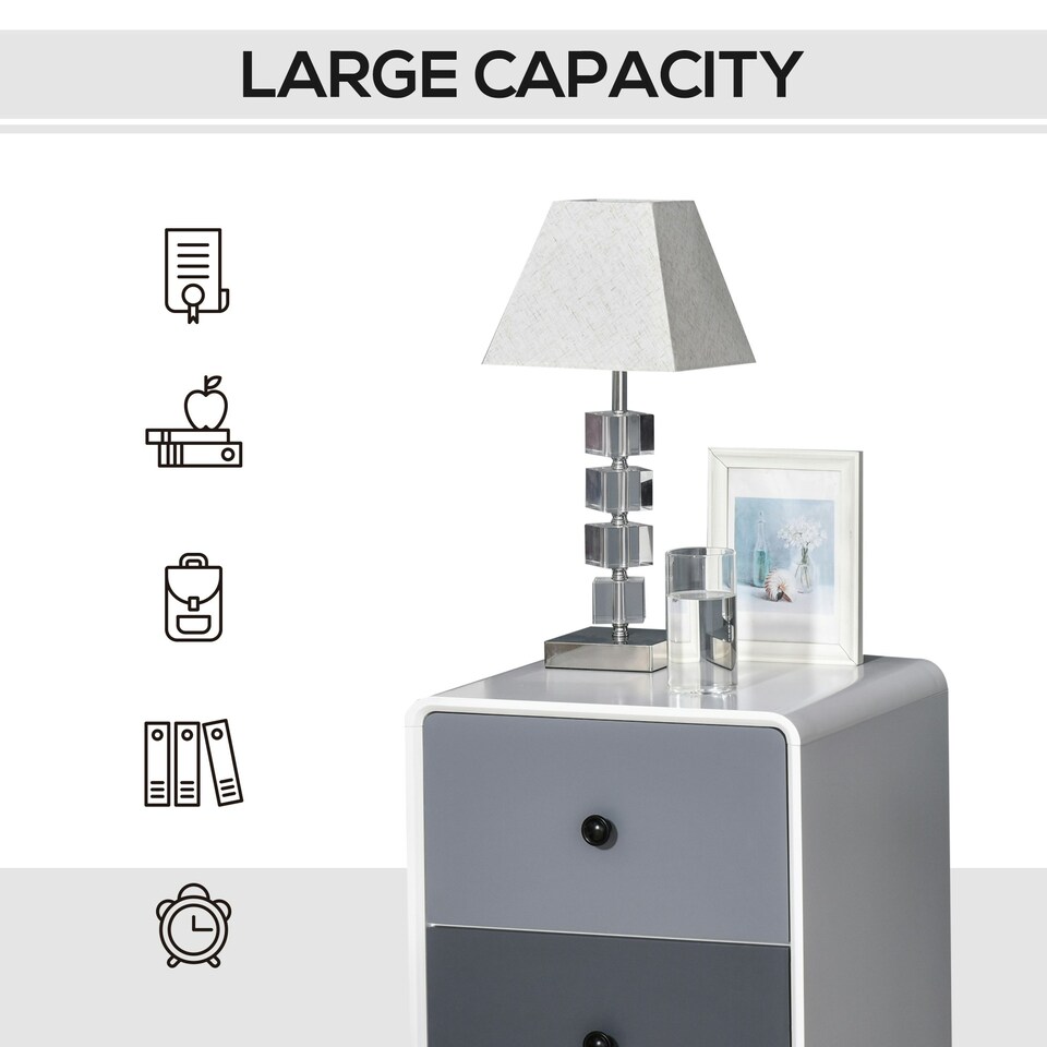 image 1 of HOMCOM Nordic Side Cabinet Nightstand Organizer with Drawer Bedroom, Living Room