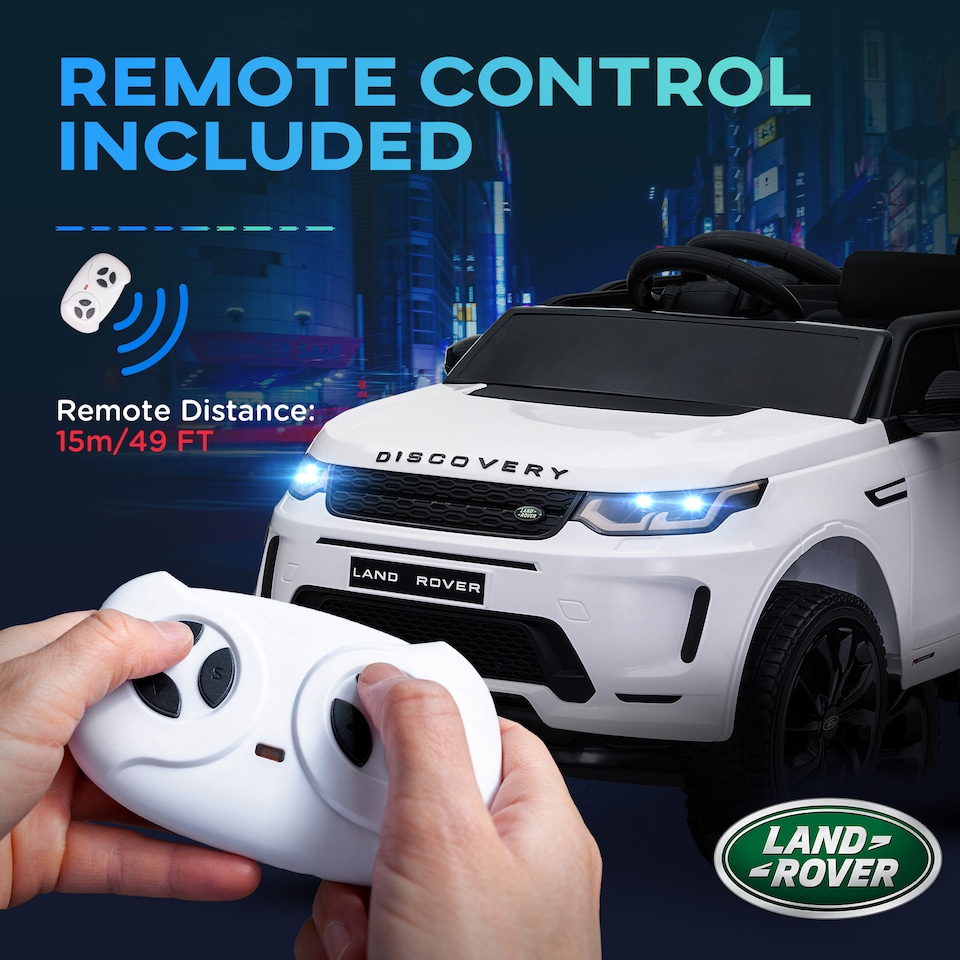 image 1 of AIYAPLAY Licensed Land Rover, Kids Electric Car w/ Remote, Music, White