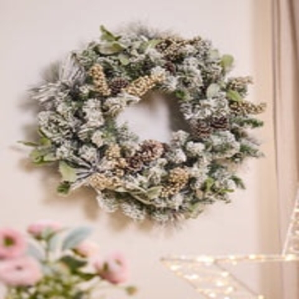 image 1 of XL Snowy Hedgerow Wreath - 60cm
