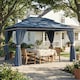 image 2 of Outsunny 3 x 4 m Outdoor Garden Gazebo with UPF50+ Double Roof, Dark Blue