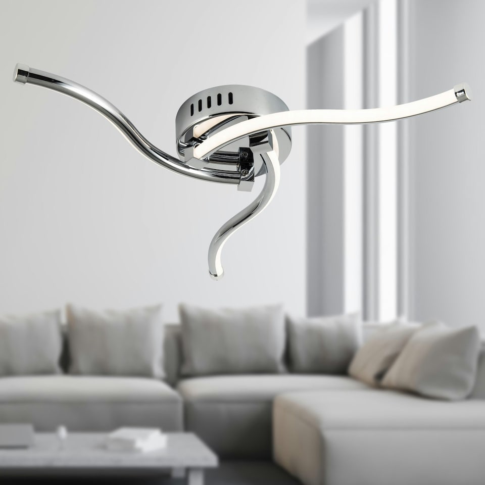 image 1 of First Choice Lighting Ara Chrome LED Flush Ceiling Light Chrome