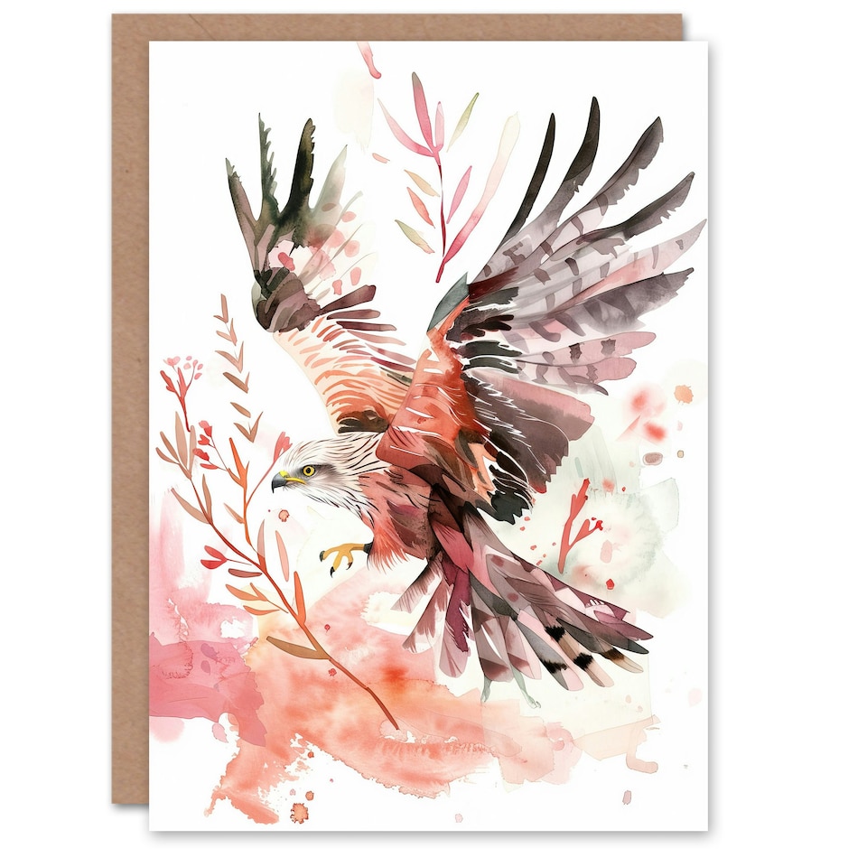 image 1 of Red Kite Bird Prey Animal Nature Lover Warm Artistic Him Her Birthday Card