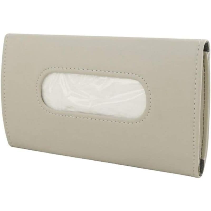 Car Auto Sun Visor Paper Box, PU Leather Tissue Box Holder Tissue Box Hanging Tissue Box for Car,Beige