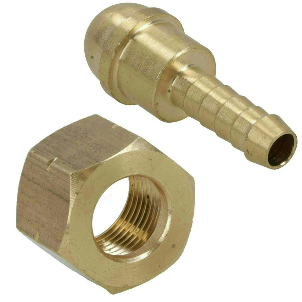 image 1 of Welding Gas Hose Connector 1/4 Hose Tail with 3/8 BSP Left Handed Thread 1pc