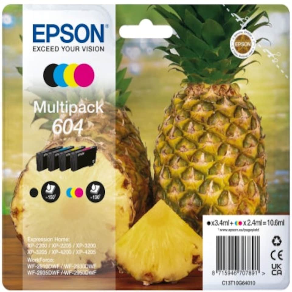 image 1 of Epson 604XL Black & 604 Cyan Magenta Yellow Ink Cartridge Multi | Epson 604 Black Cyan Magenta Yellow Original Ink Cartridge