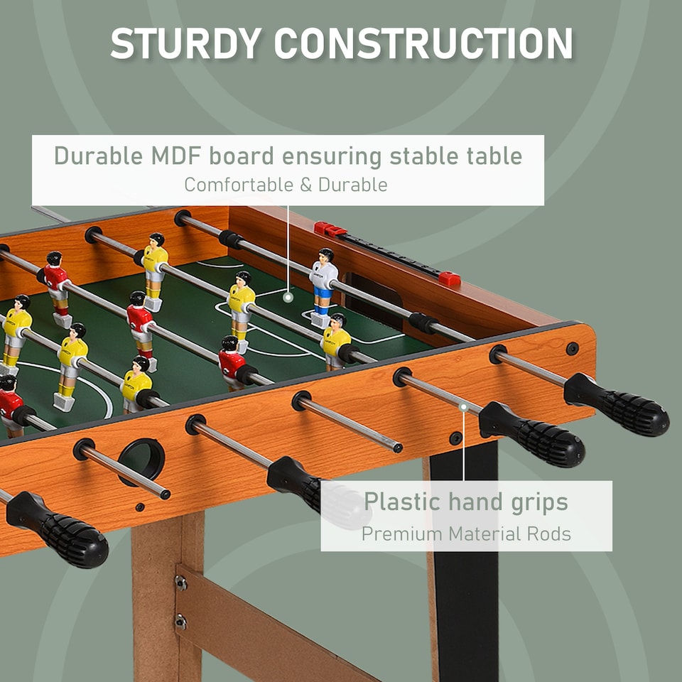 image 1 of HOMCOM Wooden Soccer Football Table 84.5cm Arcades Game Room Bar, 2 Foosballs
