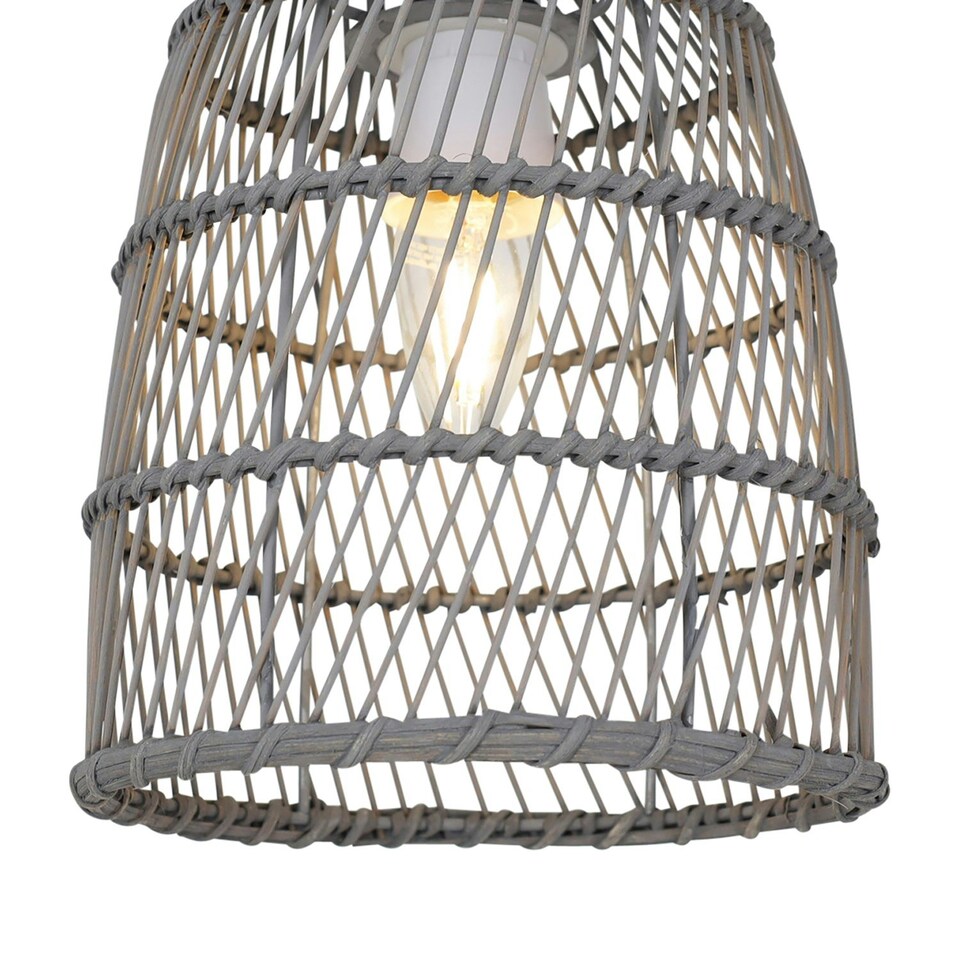 image 1 of Set of 2 Bamboo - Grey Bamboo Easy Fit Pendant Shades Grey