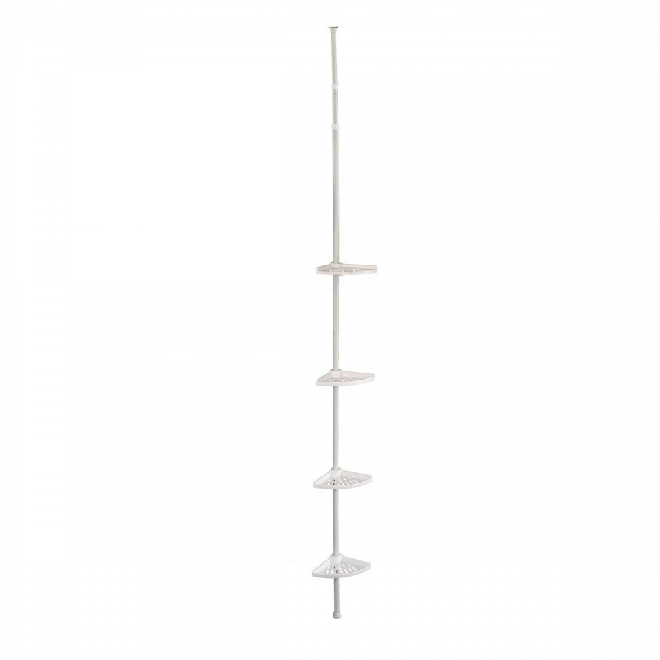 image 1 of Oypla Adjustable 4 Tier Bathroom Shower Rack Storage Corner Shelf White