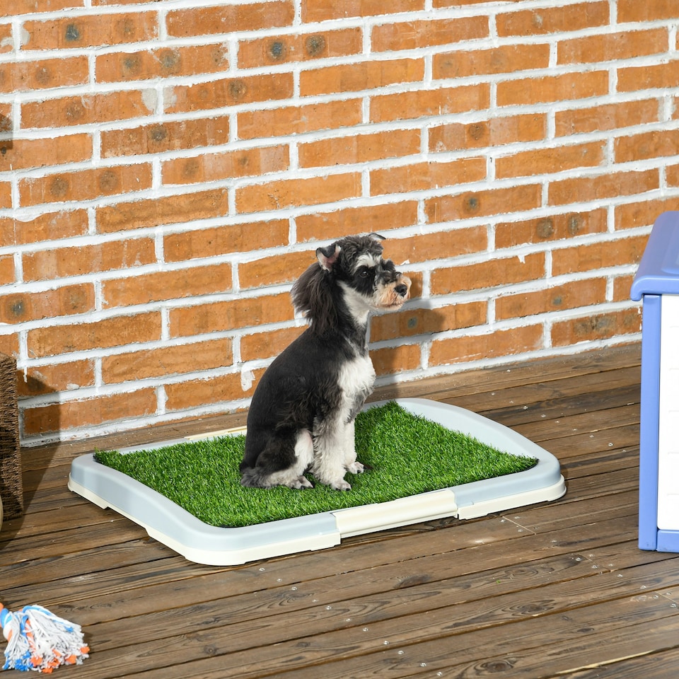 image 1 of PawHut Dog Toilet Indoor w/ Artificial Grass, Grid Panel, Tray, 63 x 48.5cm