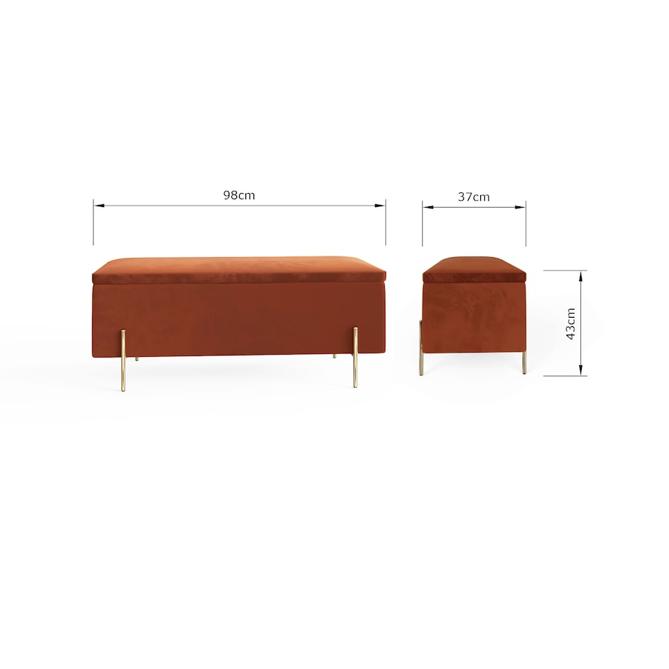 image 1 of Mystica Velvet Storage Ottoman | Orange | Russet