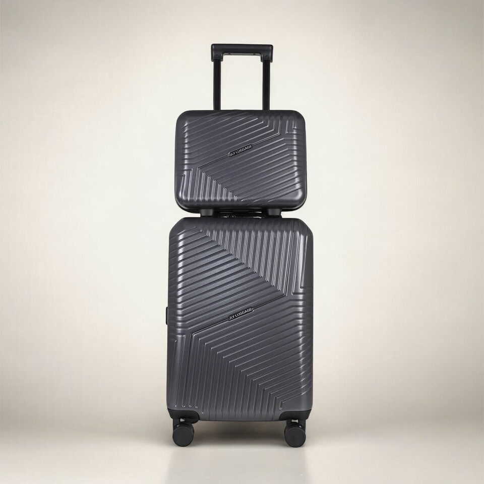 image 1 of 2 Piece Hard Shell Luggage Suitcase Set | Strap On Vanity Case + 20’ inch Small Cabin Suitcase