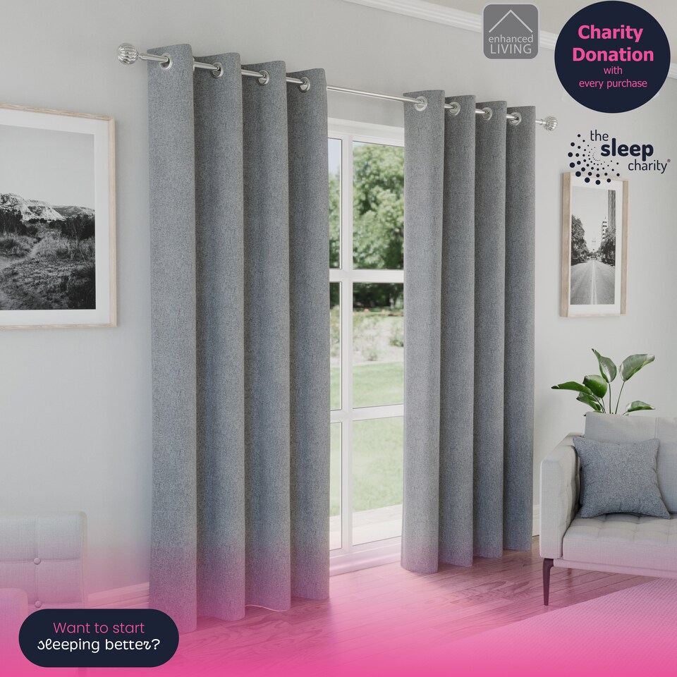 image 1 of Enhanced Living Austin Blackout, Thermal Grey Curtains with Eyelet Header (PAIR) - 46x72 inch (117x183cm)