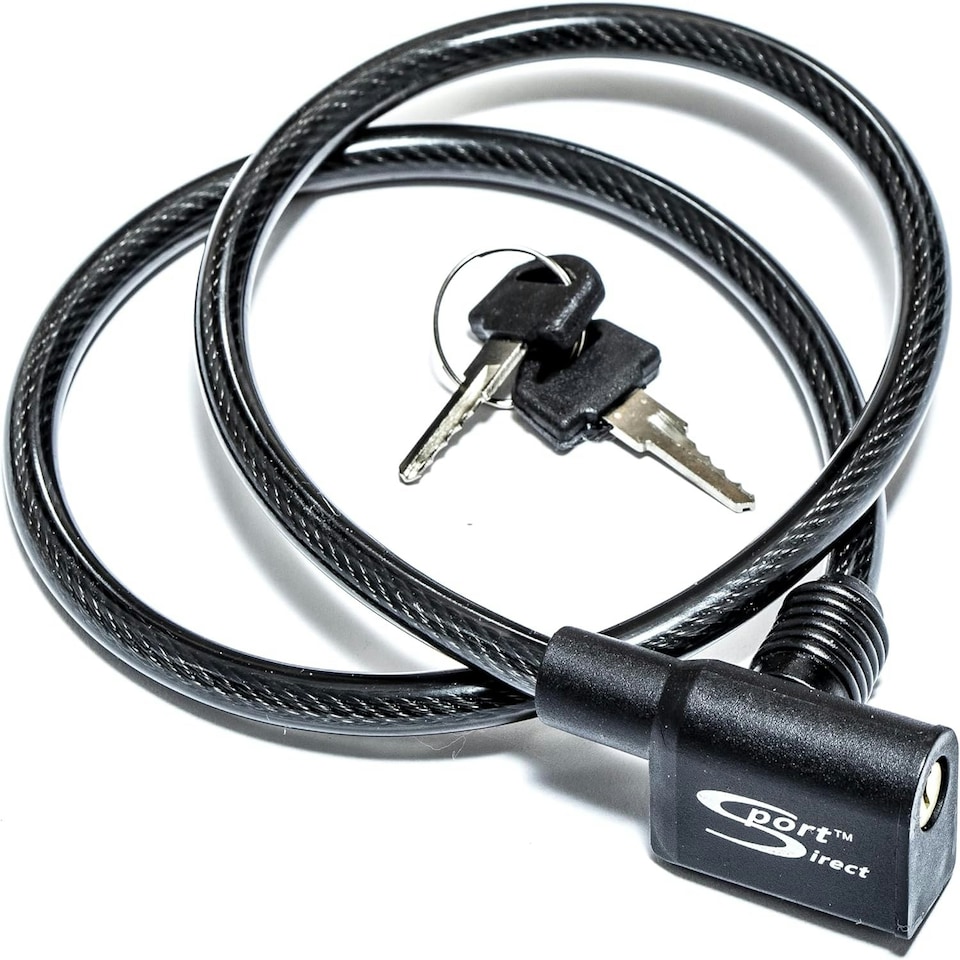 image 1 of Sport Direct 8mm x 76cm Steel Cable Bike Lock With 2 Keys Black