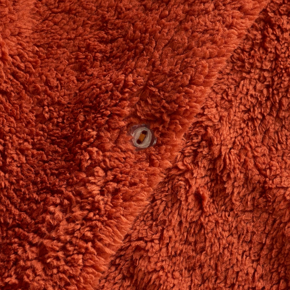 image 1 of OHS Teddy Fleece Soft Cosy Warm Thermal Plush Plump Duvet Cover and Pillowcase Bedding Set | Orange | Rust | Double