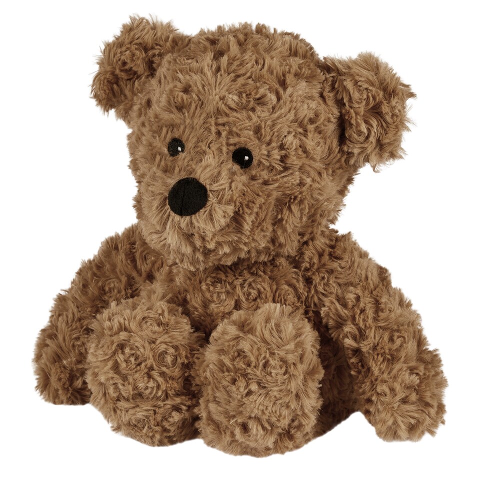 image 1 of Warmies Plush Brown Curly Bear Microwavable Weighted Teddy with French Lavender Scent, Hot or Cold for Cool Relaxation and Warm Relief