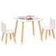 image 1 of HOMCOM 3-Piece Kids Table and Chair Set with 2 Bear-Shaped Chairs | White