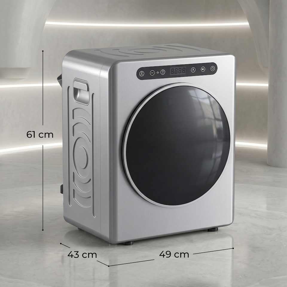 image 1 of HOMCOM 5 kg Portable Vented Tumble Dryer Machine with Timer, Silver Tone
