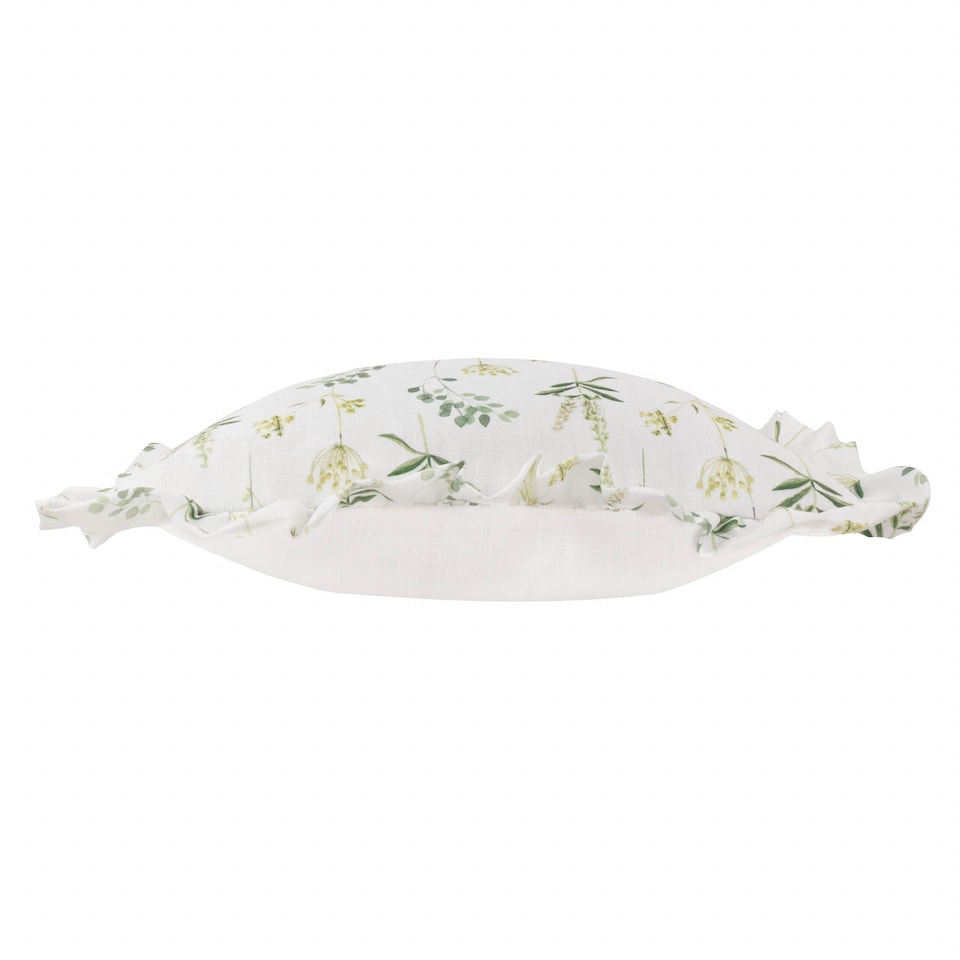 image 1 of Wylder Meadow Ruffle Floral Cushion, White/ Cornflower, 50 x 50cm