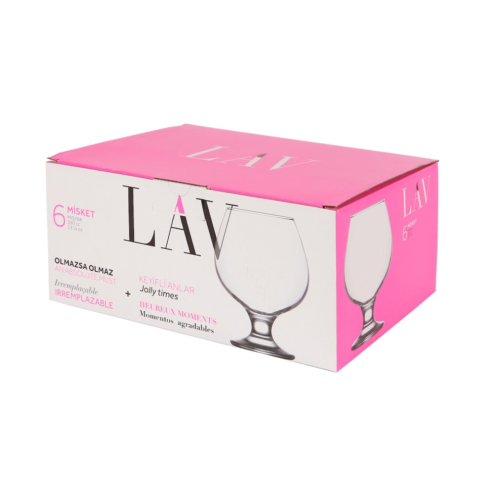 image 1 of LAV Misket Brandy Snifter Glasses - 390ml - Clear - Pack of 6 | Clear | Clear
