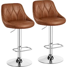 Yaheetech  Set of 2 Faux Leather Swivel Bar Stools