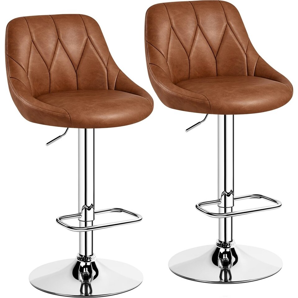 image 1 of Yaheetech  Set of 2 Faux Leather Swivel Bar Stools