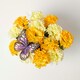 image 4 of Homescapes Set of 2 Yellow & Pink Carnation Artificial Flowers with Butterfly Decoration in Grave Vases