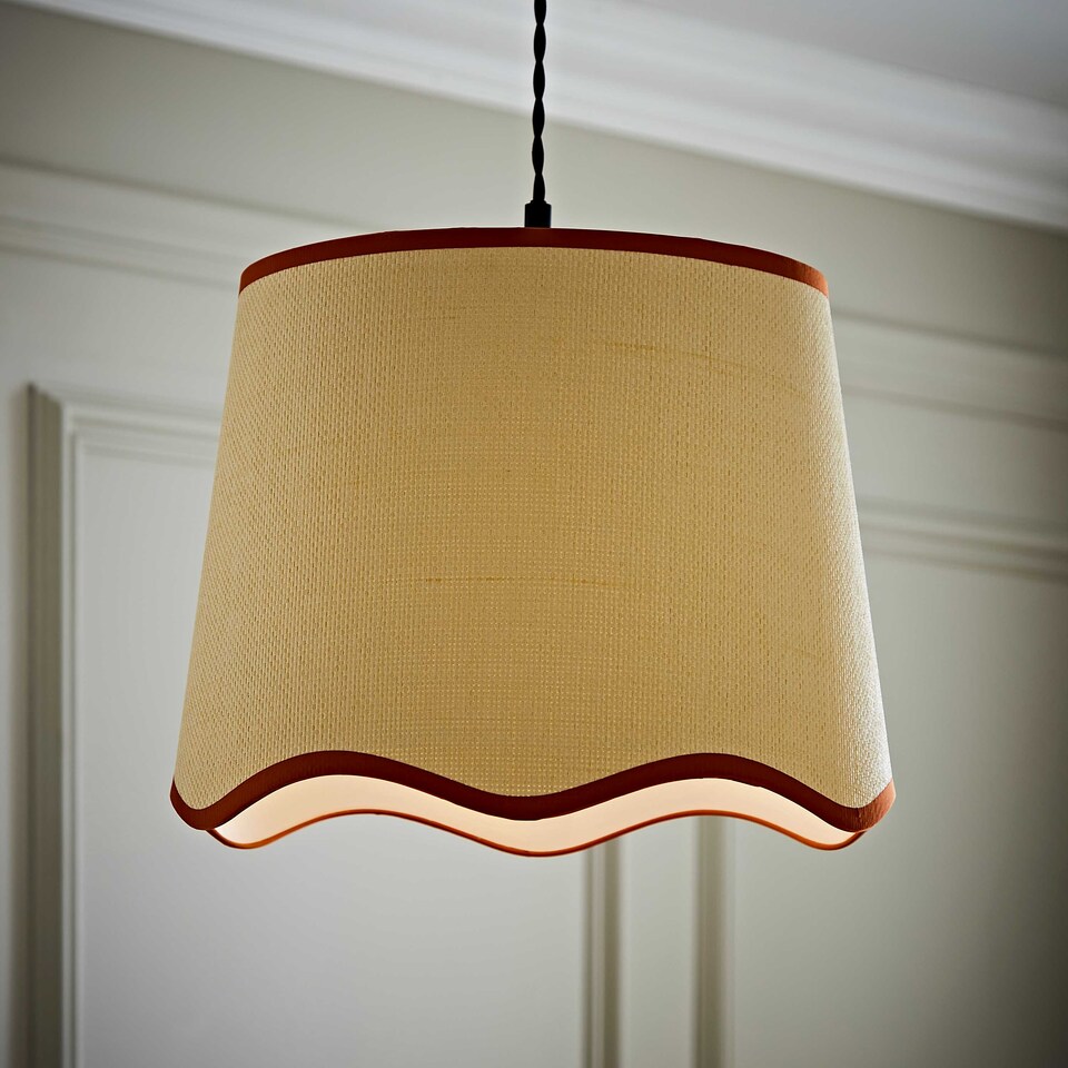 image 1 of ValueLights Dutton Natural Rust Trim Scallop Large Ceiling Lamp Shade | Orange