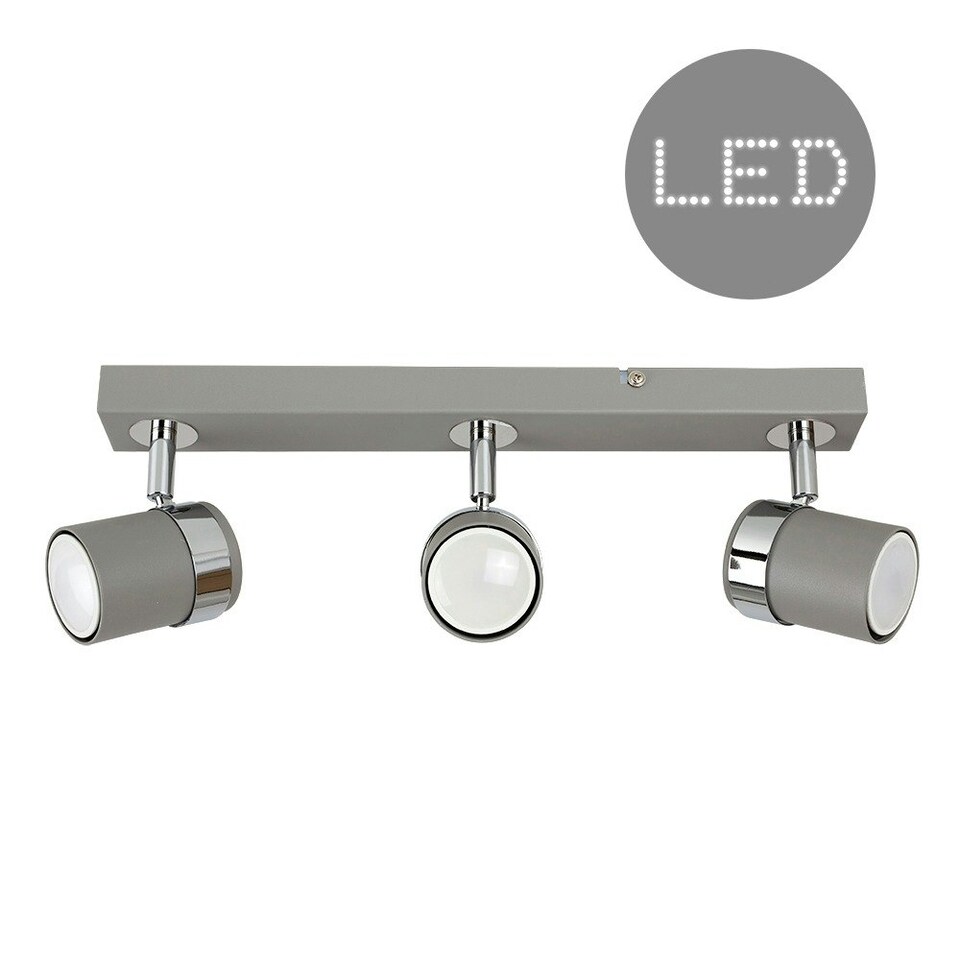 image 1 of ValueLights Rosie Cement Ceiling Bar Spotlight and GU10 Spotlight LED 5W Warm White 3000K Bulbs
