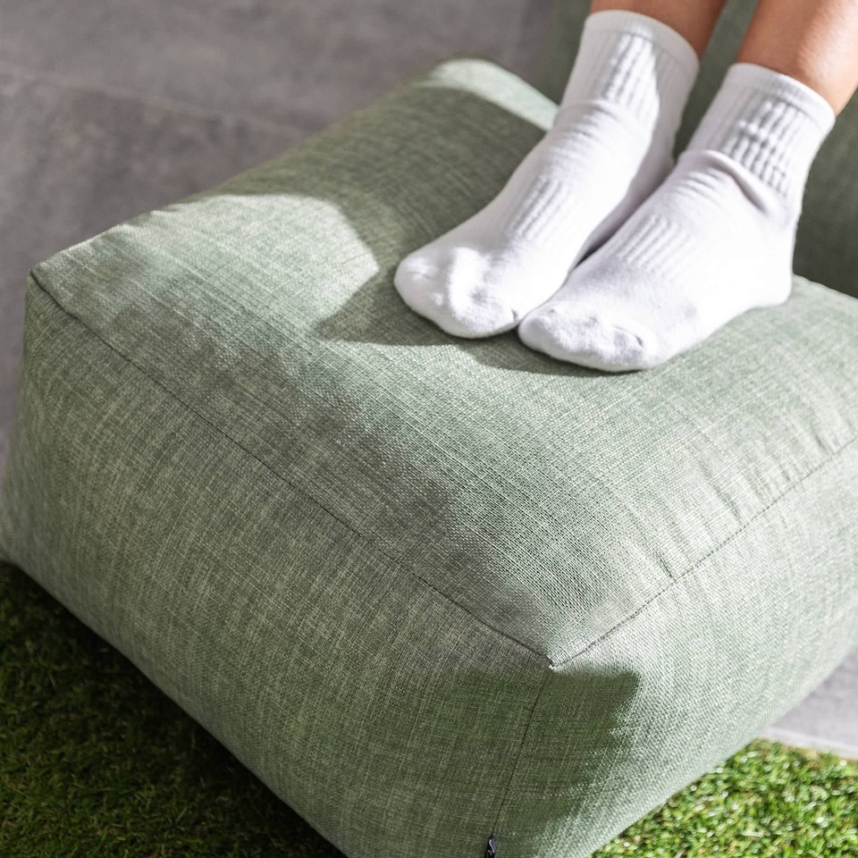 image 1 of icon Amara Footstool Outdoor Woven, Sage Green