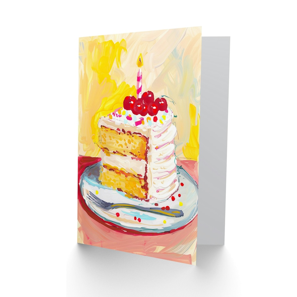 image 1 of Delicious Cake Slice Candle Man Woman Birthday Card