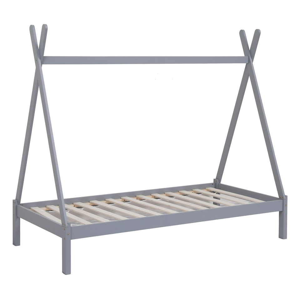 image 1 of Harry Kids Childrens Grey Wooden Teepee Tent Single Bed Frame